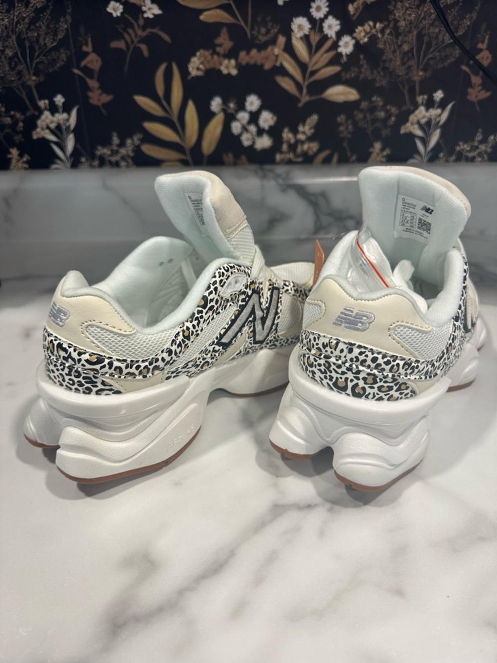 New Balance Women's White Cream & Black Leopard-Print Sneakers - Picture 3 of 5